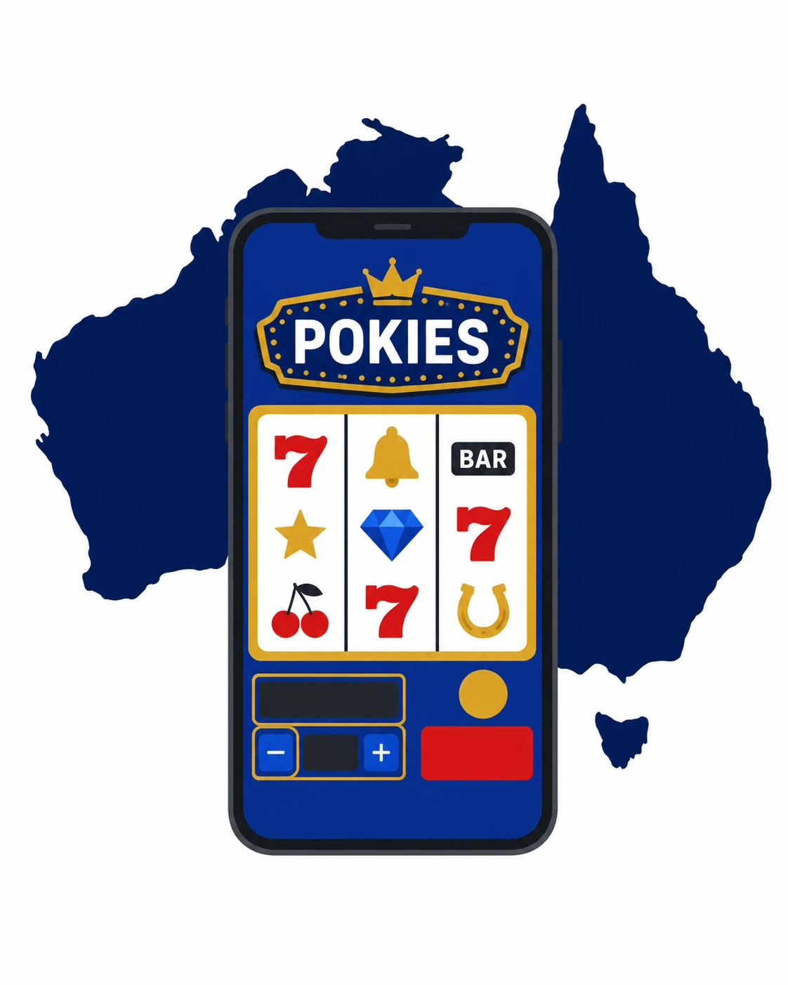Mobile online pokies interface on a smartphone
